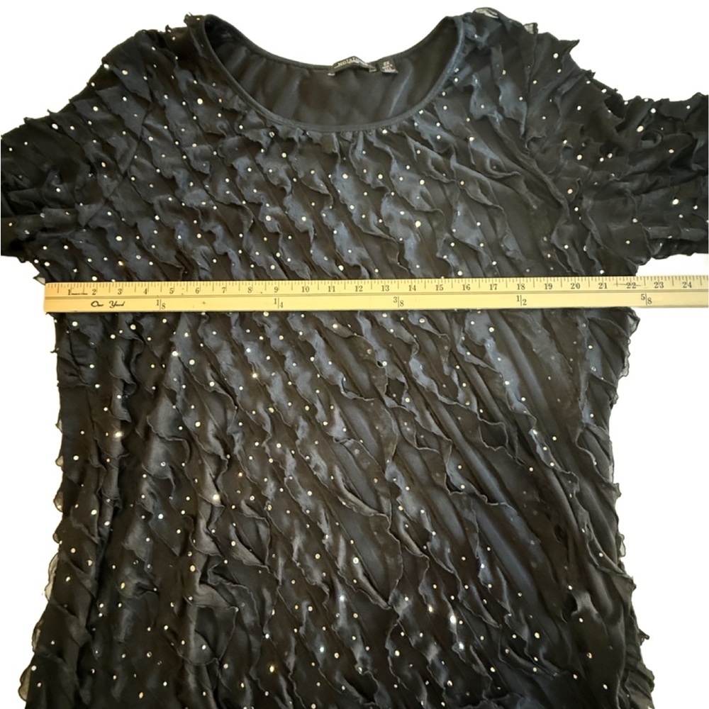Plus Size Notations Black Ruffled Long Sleeve Sil… - image 5